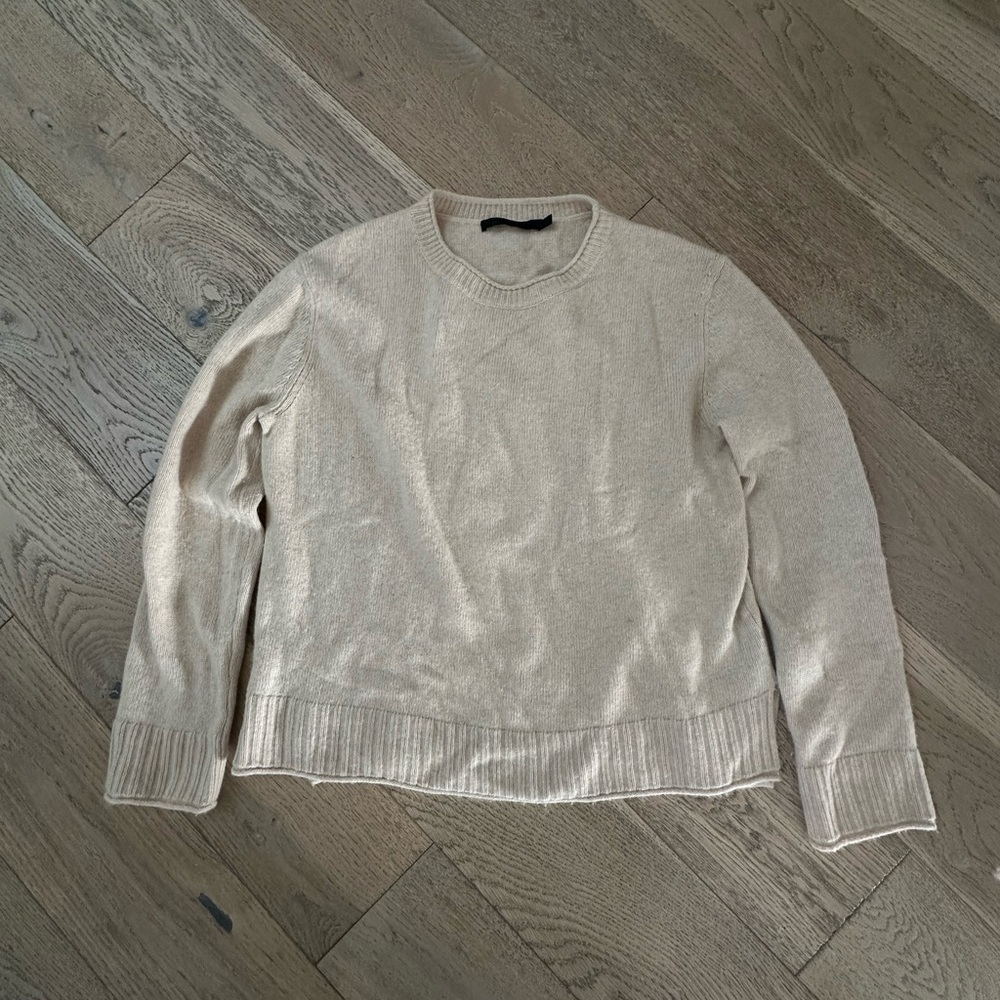 Jenni Kayne Cashmere Everyday Sweater Beige Oatmeal Wool Size Small